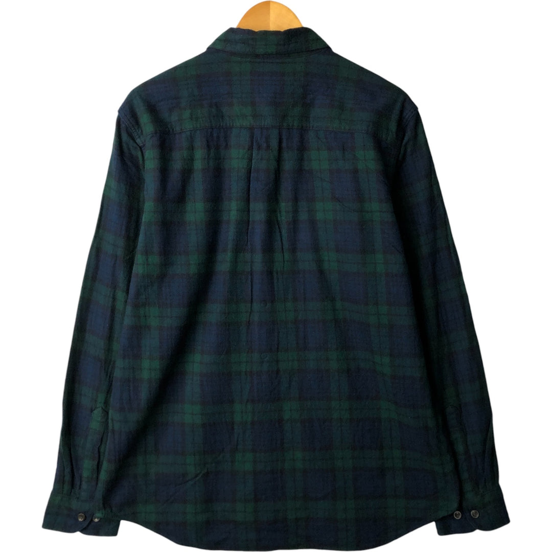 90s-00'S LL Bean Blackwatch Check Long Sleeve Button-Down Light Flannel Check Shirt, Men's Size Medium cotton Green type dark green Vintage Second Hand