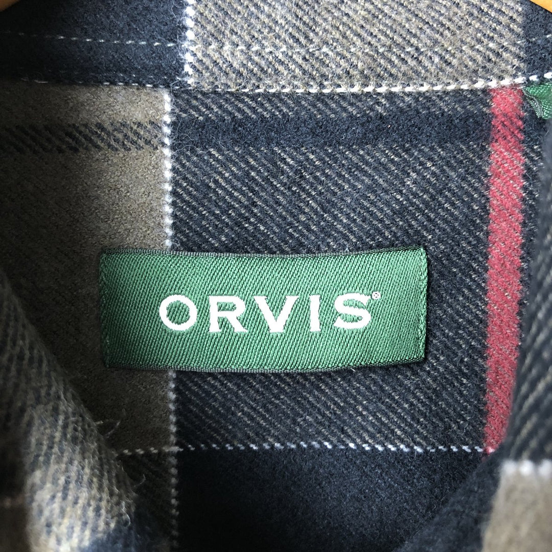 Orvis long-sleeved button-down flannel check shirt, men's size M cotton black type Vintage Second Hand