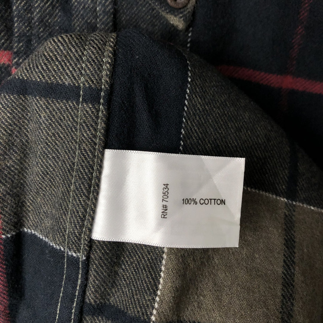 Orvis long-sleeved button-down flannel check shirt, men's size M cotton black type Vintage Second Hand