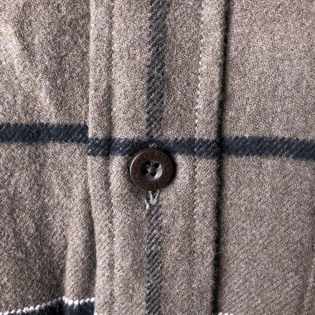 Orvis long-sleeved button-down flannel check shirt, men's size M cotton black type Vintage Second Hand
