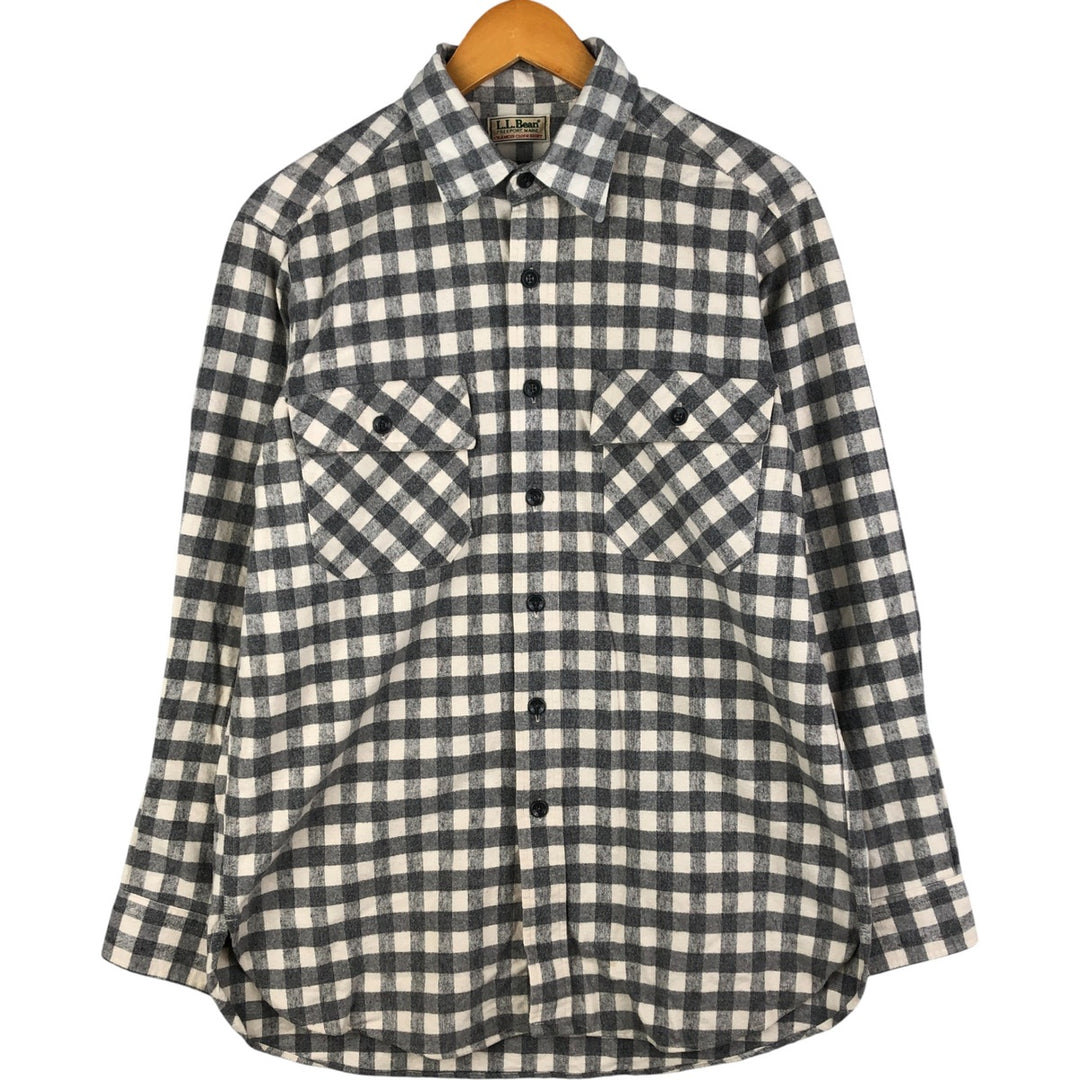 90'S LLBean Long Sleeve Flannel Check Shirt, Men's Size L, Vintage unclear gray type Vintage Second Hand