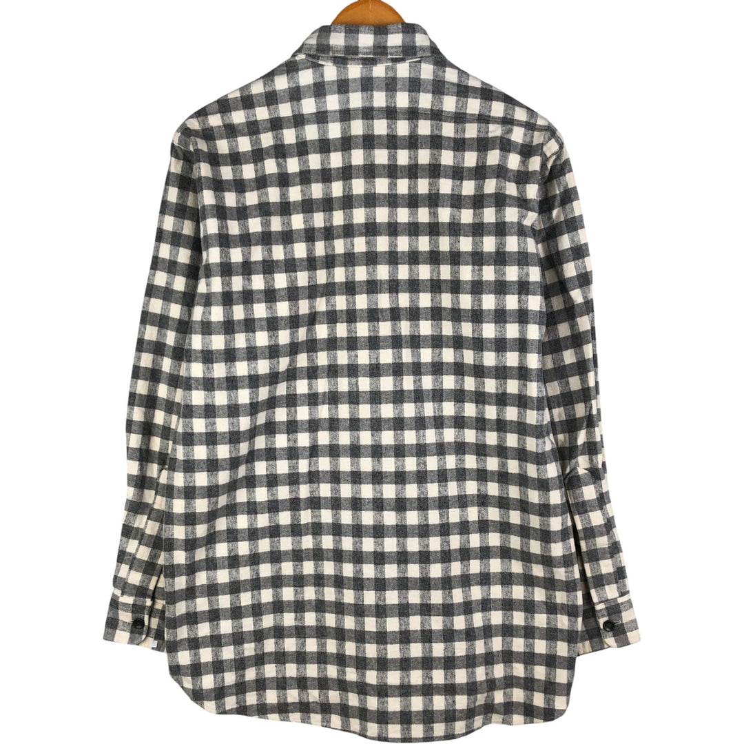 90'S LLBean Long Sleeve Flannel Check Shirt, Men's Size L, Vintage unclear gray type Vintage Second Hand