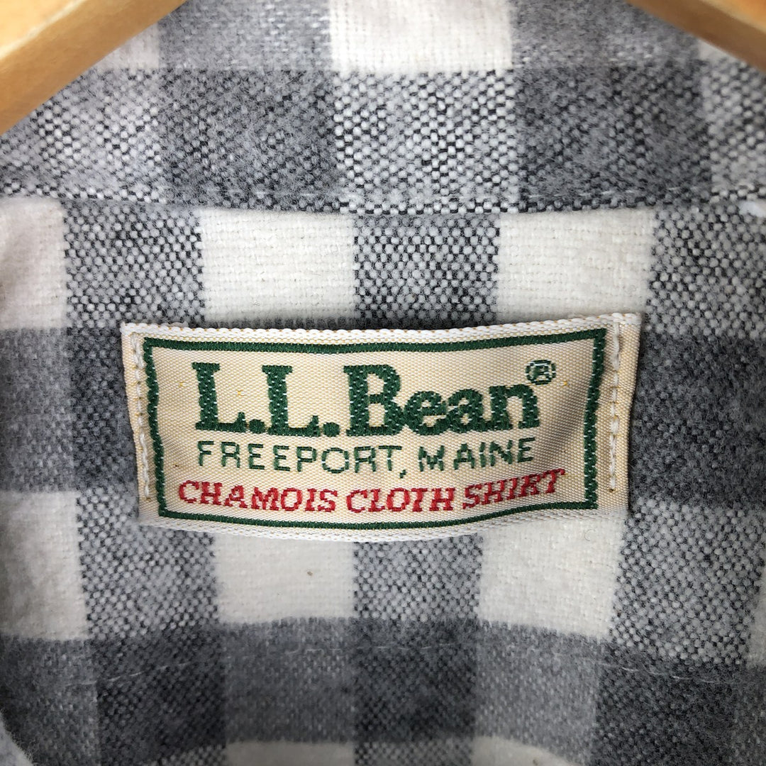 90'S LLBean Long Sleeve Flannel Check Shirt, Men's Size L, Vintage unclear gray type Vintage Second Hand