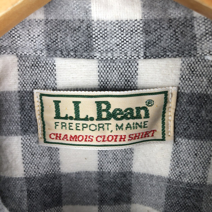 90'S LLBean Long Sleeve Flannel Check Shirt, Men's Size L, Vintage unclear gray type Vintage Second Hand