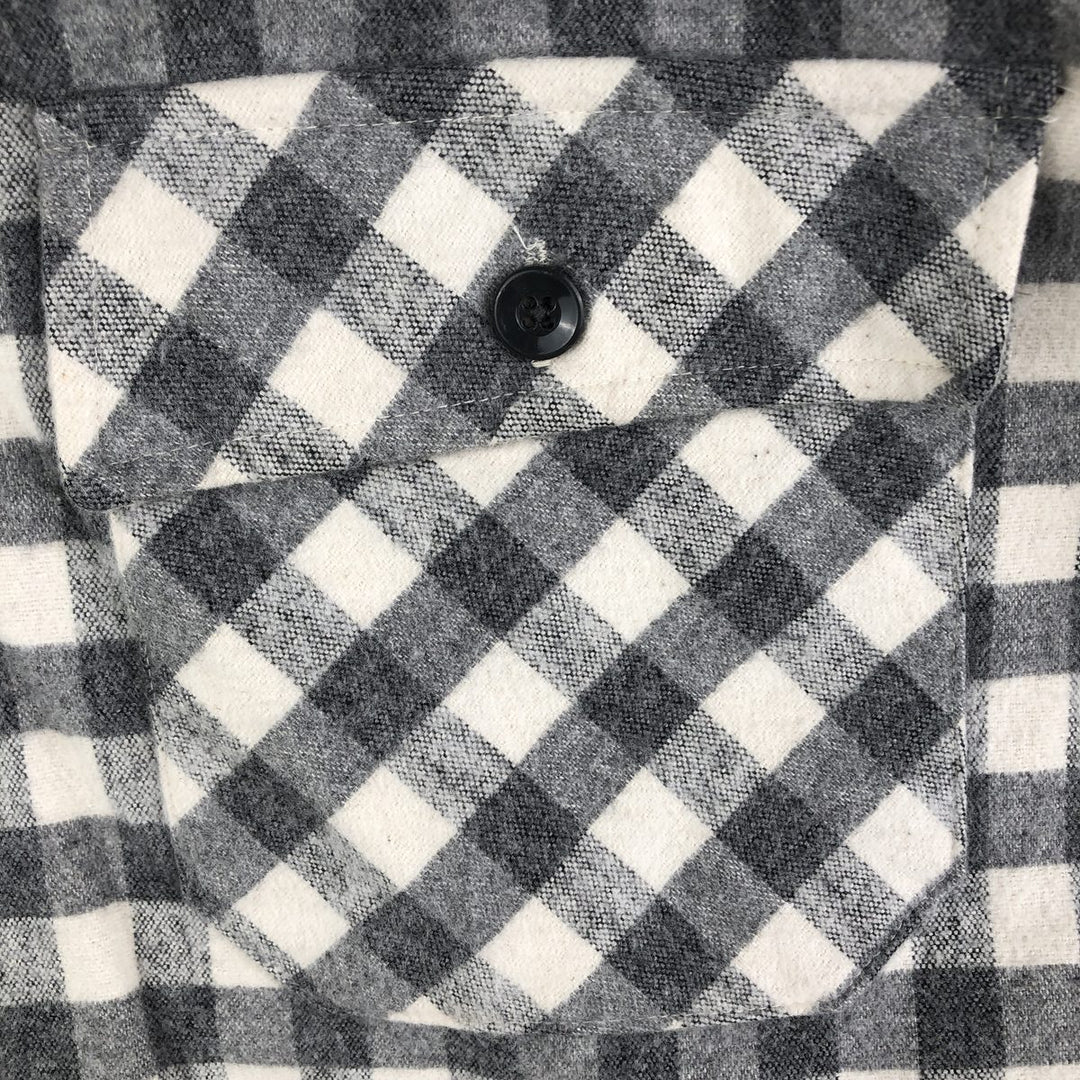 90'S LLBean Long Sleeve Flannel Check Shirt, Men's Size L, Vintage unclear gray type Vintage Second Hand