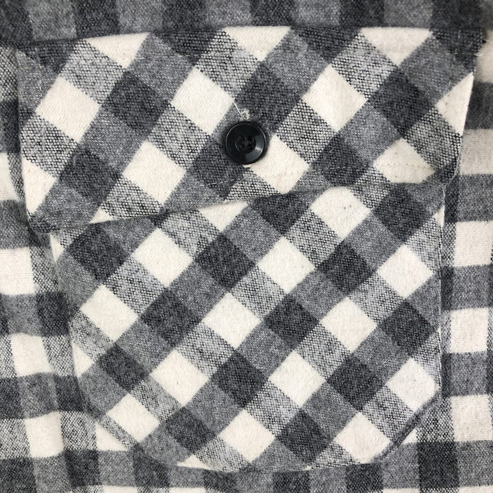 90'S LLBean Long Sleeve Flannel Check Shirt, Men's Size L, Vintage unclear gray type Vintage Second Hand