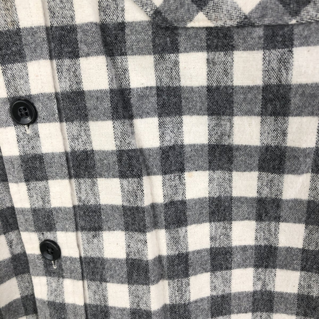 90'S LLBean Long Sleeve Flannel Check Shirt, Men's Size L, Vintage unclear gray type Vintage Second Hand