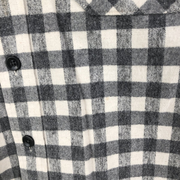 90'S LLBean Long Sleeve Flannel Check Shirt, Men's Size L, Vintage unclear gray type Vintage Second Hand