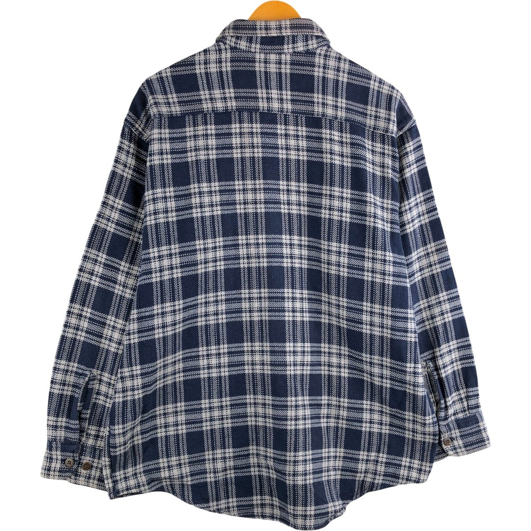 Vintage 90s-00'S St. John's Bay long-sleeved heavy flannel check shirt, size L, men's cotton navy blue type Vintage Second Hand