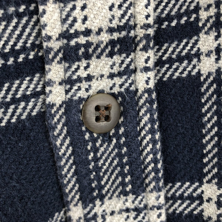 Vintage 90s-00'S St. John's Bay long-sleeved heavy flannel check shirt, size L, men's cotton navy blue type Vintage Second Hand