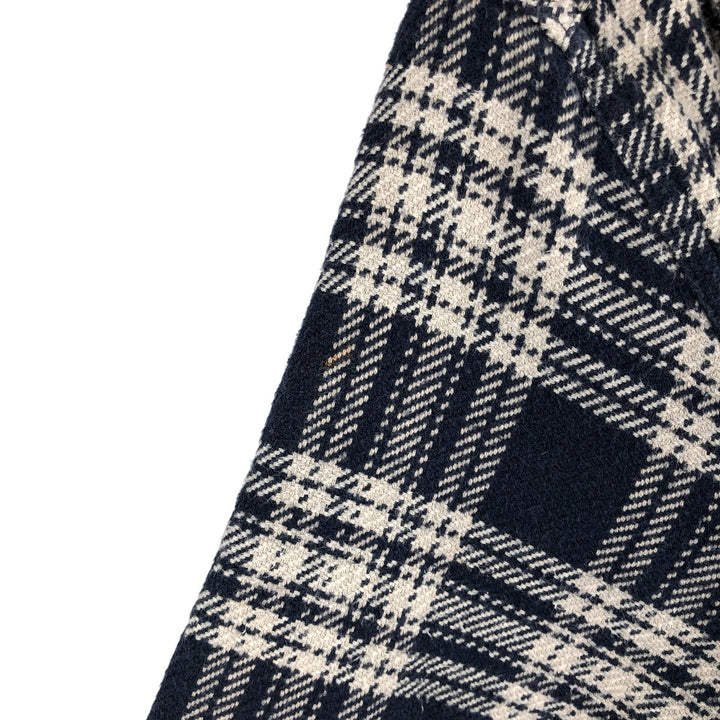 Vintage 90s-00'S St. John's Bay long-sleeved heavy flannel check shirt, size L, men's cotton navy blue type Vintage Second Hand