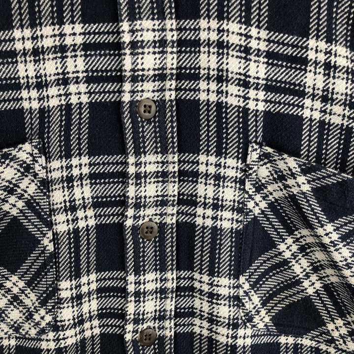 Vintage 90s-00'S St. John's Bay long-sleeved heavy flannel check shirt, size L, men's cotton navy blue type Vintage Second Hand