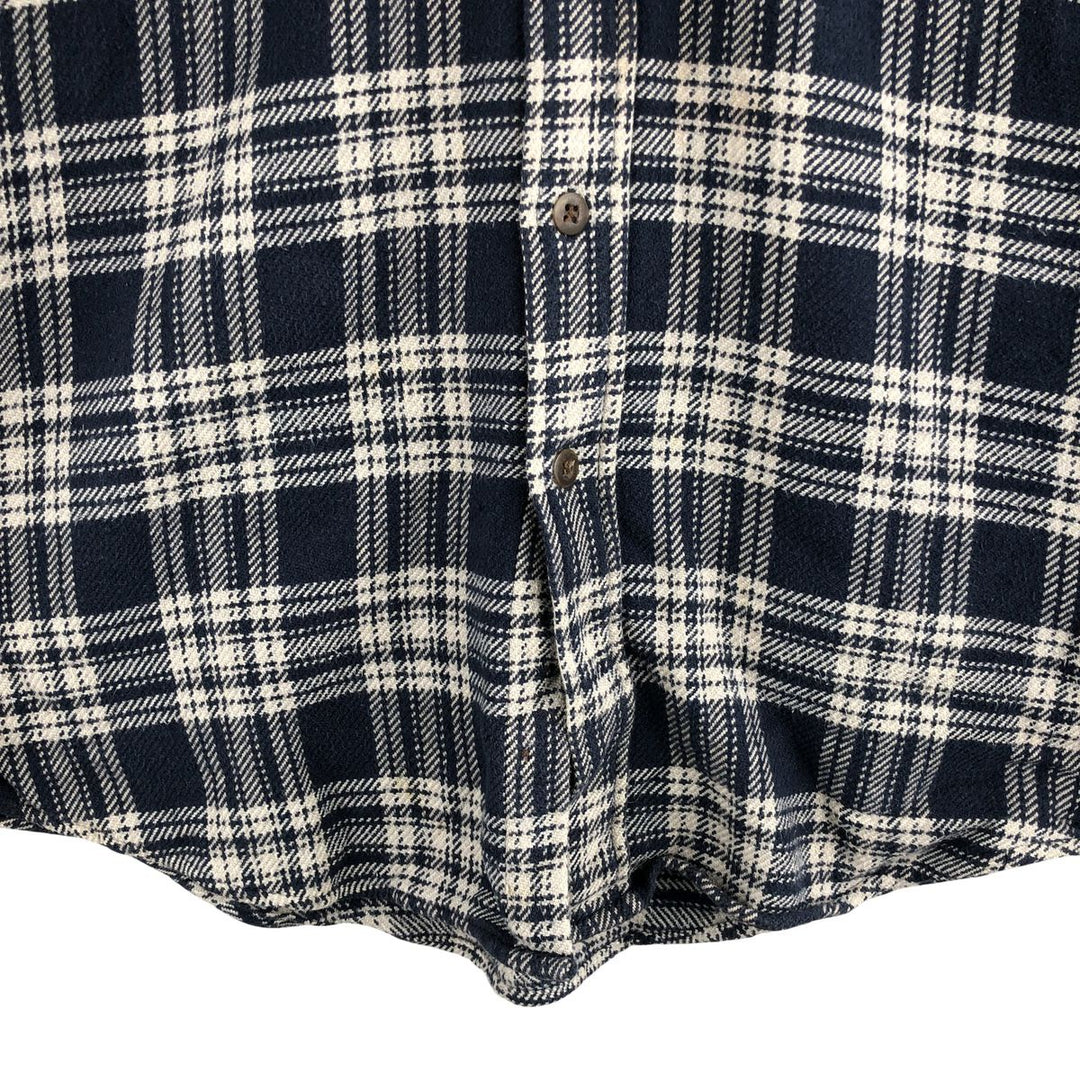 Vintage 90s-00'S St. John's Bay long-sleeved heavy flannel check shirt, size L, men's cotton navy blue type Vintage Second Hand