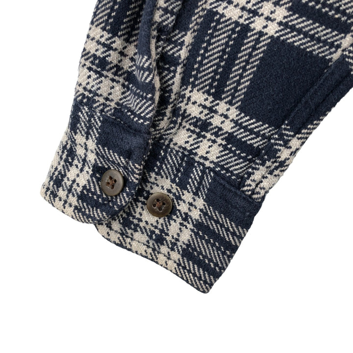 Vintage 90s-00'S St. John's Bay long-sleeved heavy flannel check shirt, size L, men's cotton navy blue type Vintage Second Hand