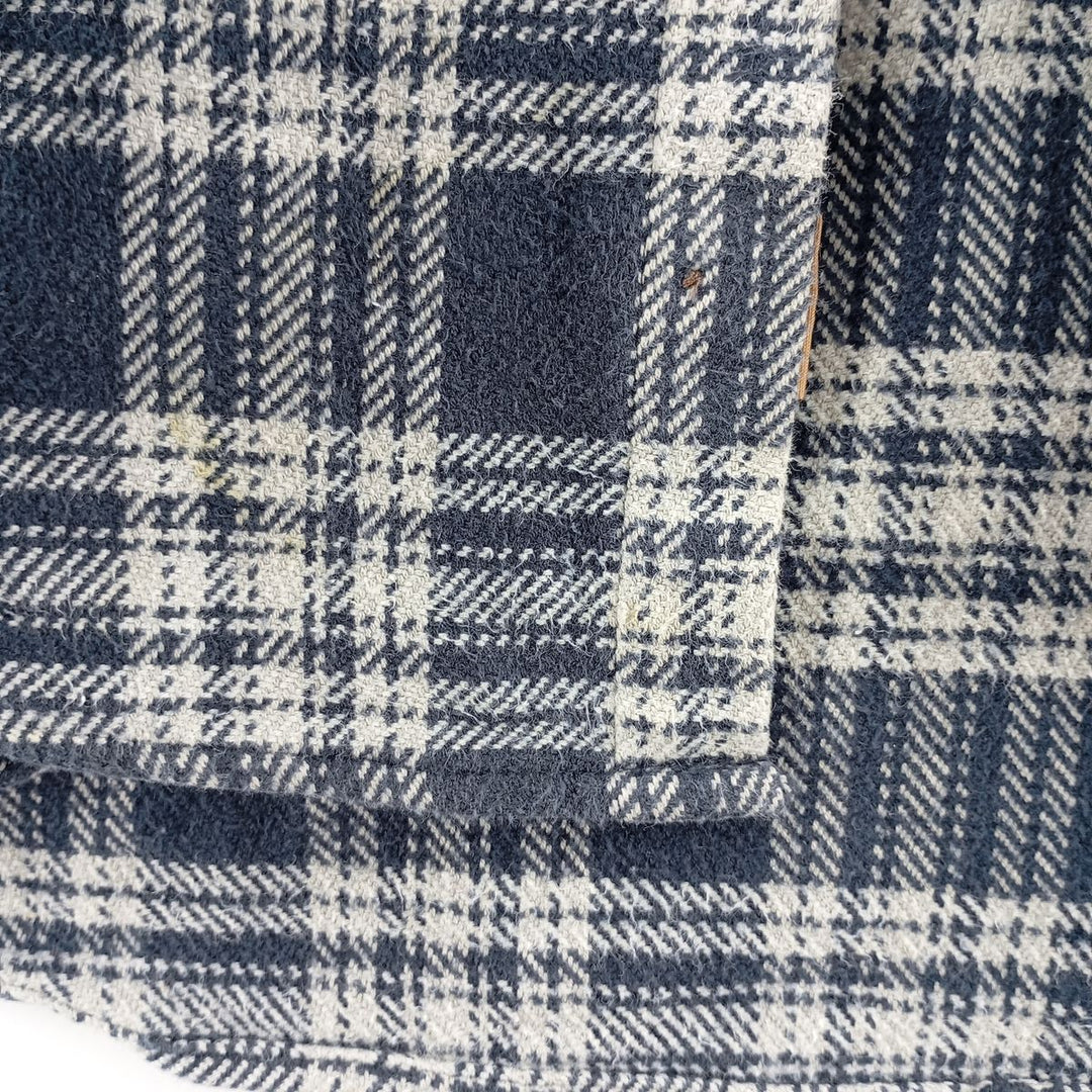 Vintage 90s-00'S St. John's Bay long-sleeved heavy flannel check shirt, size L, men's cotton navy blue type Vintage Second Hand
