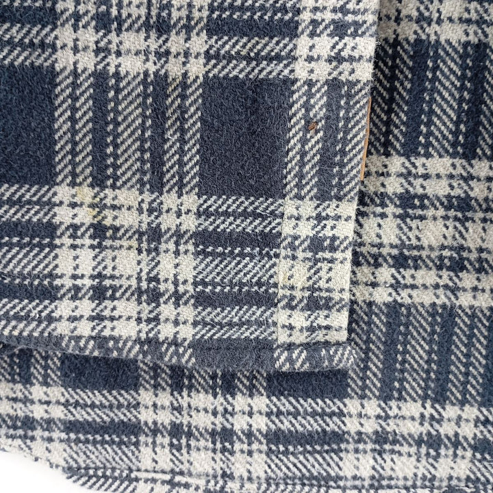Vintage 90s-00'S St. John's Bay long-sleeved heavy flannel check shirt, size L, men's cotton navy blue type Vintage Second Hand