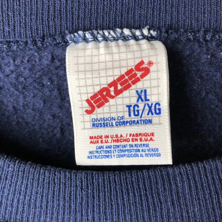 Vintage 80s-90'S Jerzees all-over print sweatshirt, made in the USA, men's size XL cotton navy blue type Vintage Second Hand