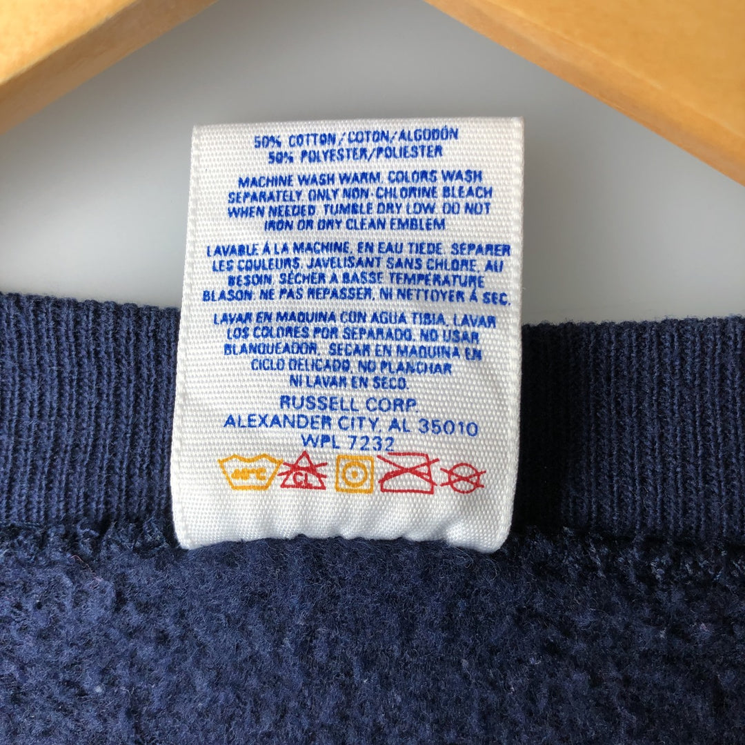 Vintage 80s-90'S Jerzees all-over print sweatshirt, made in the USA, men's size XL cotton navy blue type Vintage Second Hand