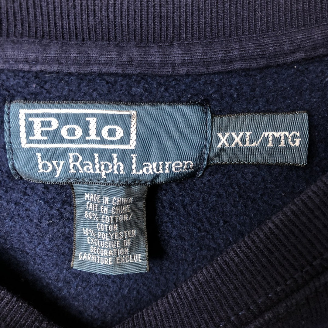 Ralph Lauren POLO by Ralph Lauren One Point Logo Sweatshirt Trainer Men's XXL cotton navy blue type Vintage Second Hand