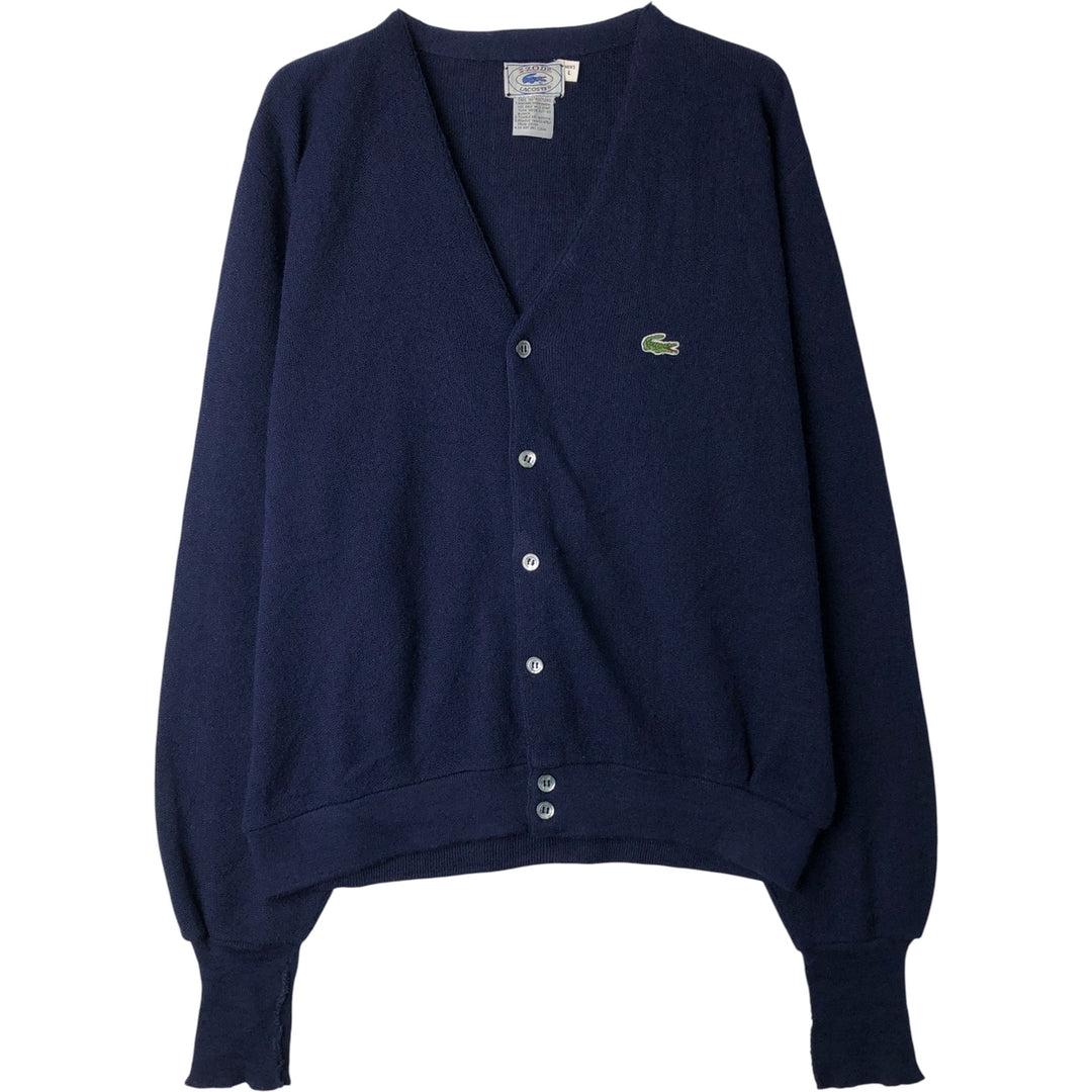 Vintage 80s-90'S Lacoste IZOD acrylic knit cardigan, men's size L Oron Acrylic navy blue type Vintage Second Hand
