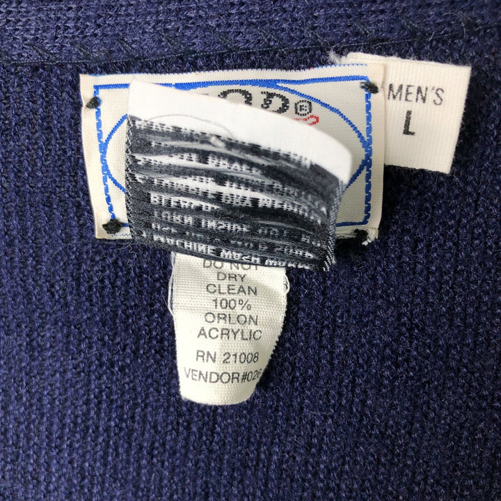 Vintage 80s-90'S Lacoste IZOD acrylic knit cardigan, men's size L Oron Acrylic navy blue type Vintage Second Hand