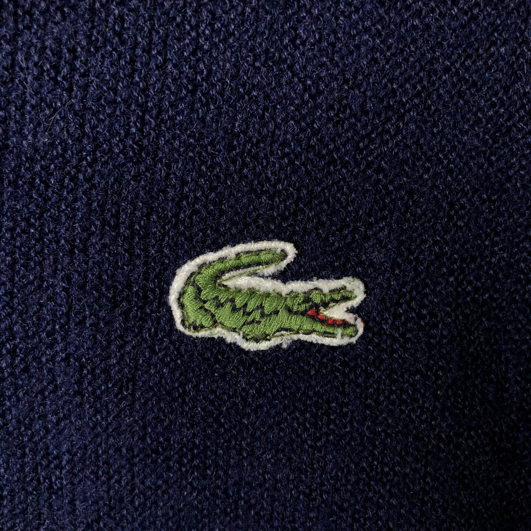 Vintage 80s-90'S Lacoste IZOD acrylic knit cardigan, men's size L Oron Acrylic navy blue type Vintage Second Hand