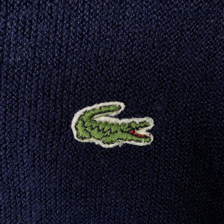 Vintage 80s-90'S Lacoste IZOD acrylic knit cardigan, men's size L Oron Acrylic navy blue type Vintage Second Hand