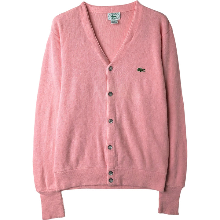 Vintage 80s-90'S Lacoste IZOD acrylic knit cardigan, made in the USA, size M, men's acrylic pink type Vintage Second Hand