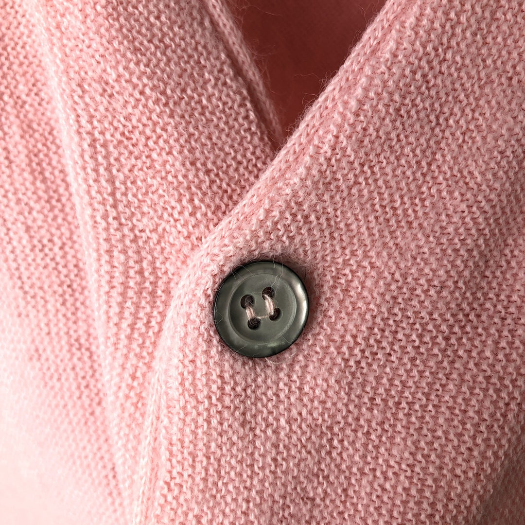 Vintage 80s-90'S Lacoste IZOD acrylic knit cardigan, made in the USA, size M, men's acrylic pink type Vintage Second Hand