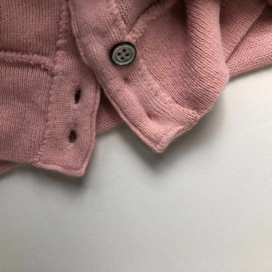 Vintage 80s-90'S Lacoste IZOD acrylic knit cardigan, made in the USA, size M, men's acrylic pink type Vintage Second Hand