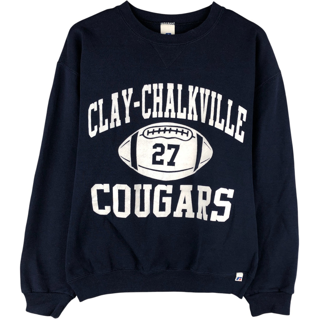 2000'S - Russell 3-Print College Sweatshirt, Men's Size M cotton navy blue type Vintage Second Hand