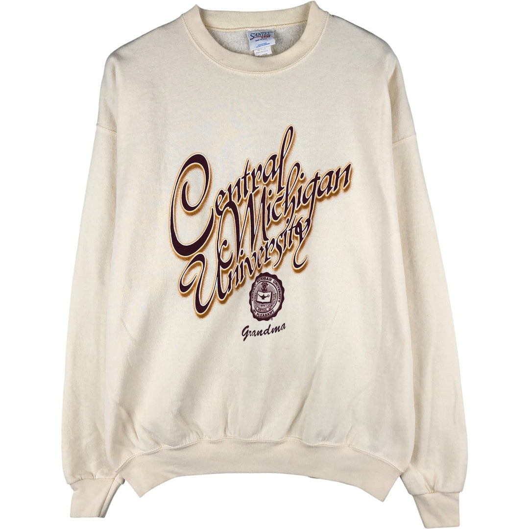 90'S PLUMA SANTEE College Sweatshirt, Made in USA, Men's Size XL, Vintage polyester ivory Vintage Second Hand