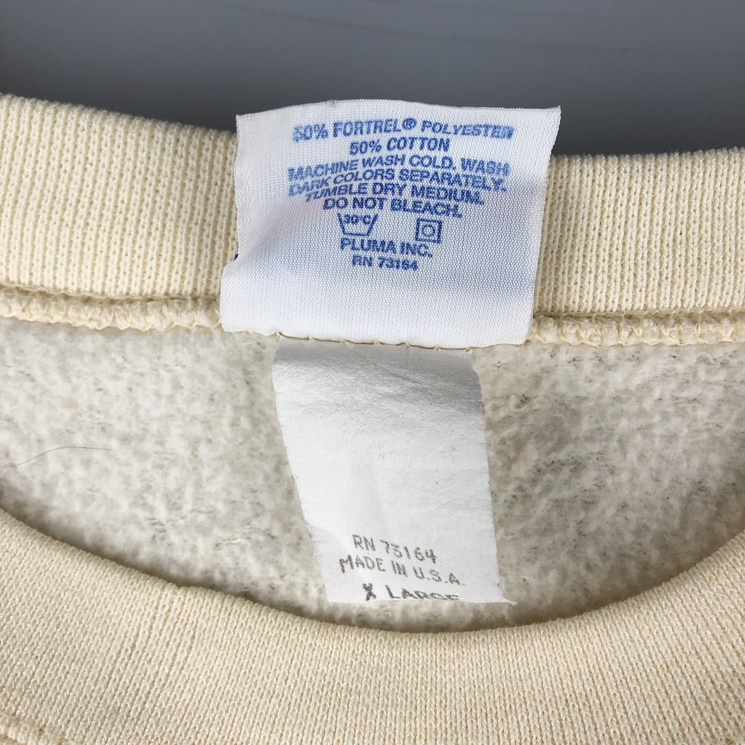 90'S PLUMA SANTEE College Sweatshirt, Made in USA, Men's Size XL, Vintage polyester ivory Vintage Second Hand