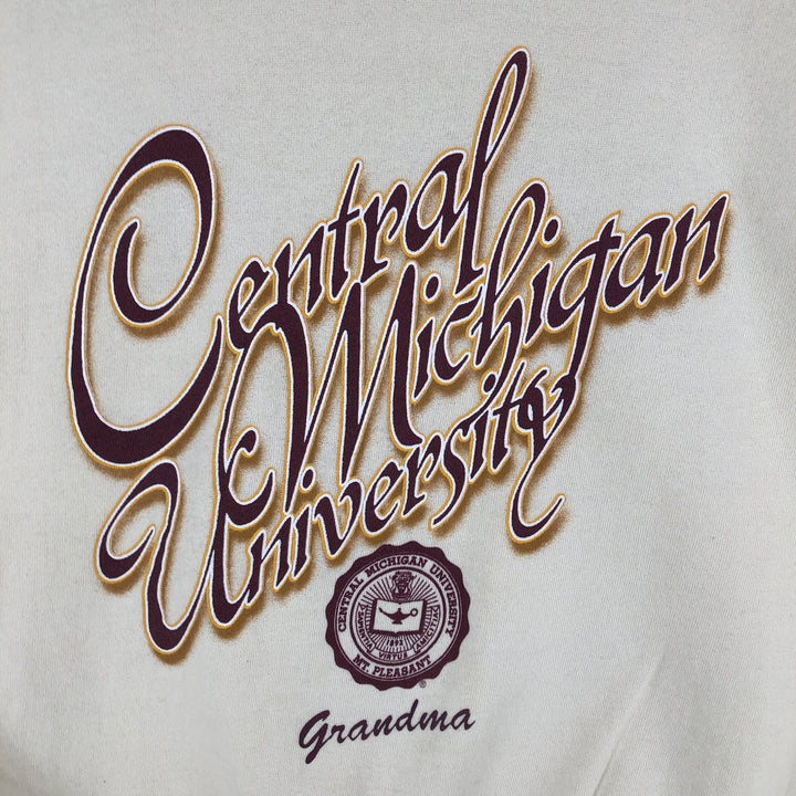 90'S PLUMA SANTEE College Sweatshirt, Made in USA, Men's Size XL, Vintage polyester ivory Vintage Second Hand