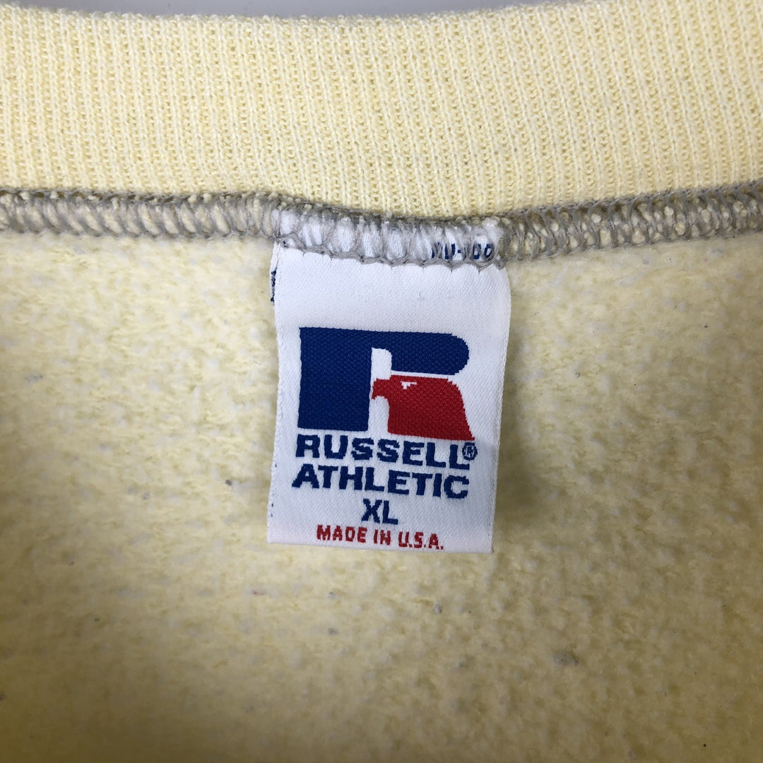 90'S Russell plain blank sweatshirt, sweatshirt, made in USA, men's XL size, vintage cotton lemon yellow Vintage Second Hand