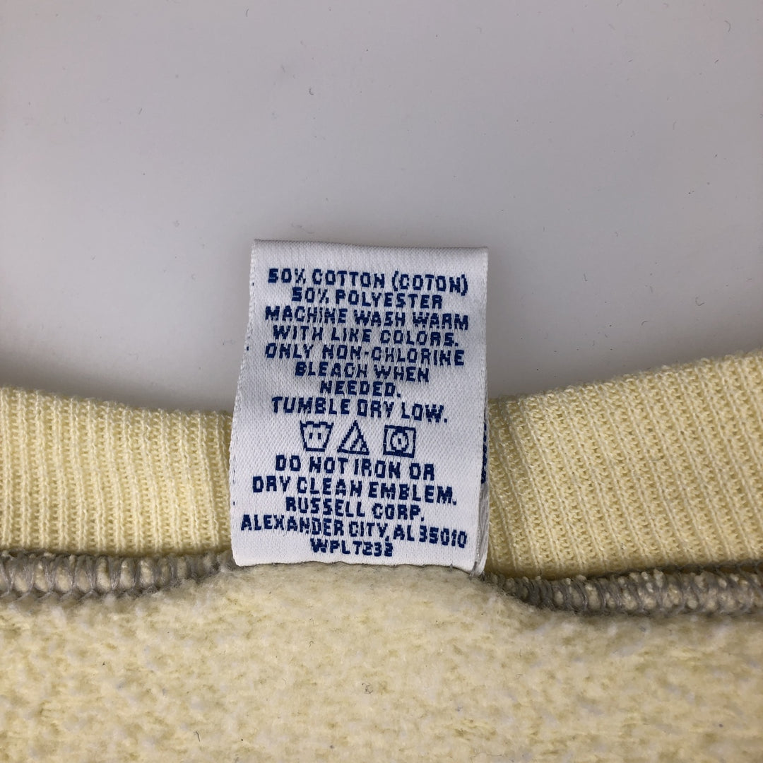 90'S Russell plain blank sweatshirt, sweatshirt, made in USA, men's XL size, vintage cotton lemon yellow Vintage Second Hand