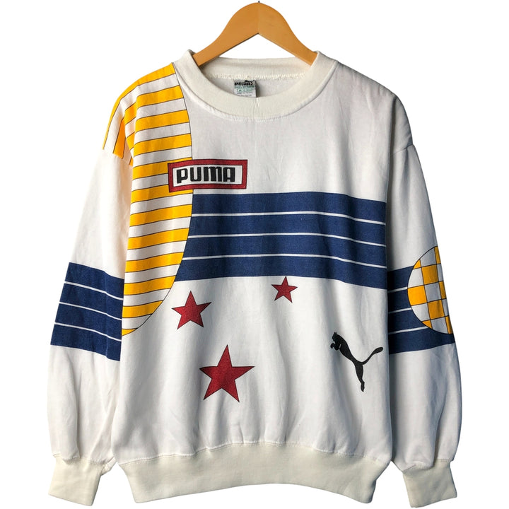 Vintage 90'S Puma logo sweatshirt, size M, men's polyester white type Vintage Second Hand