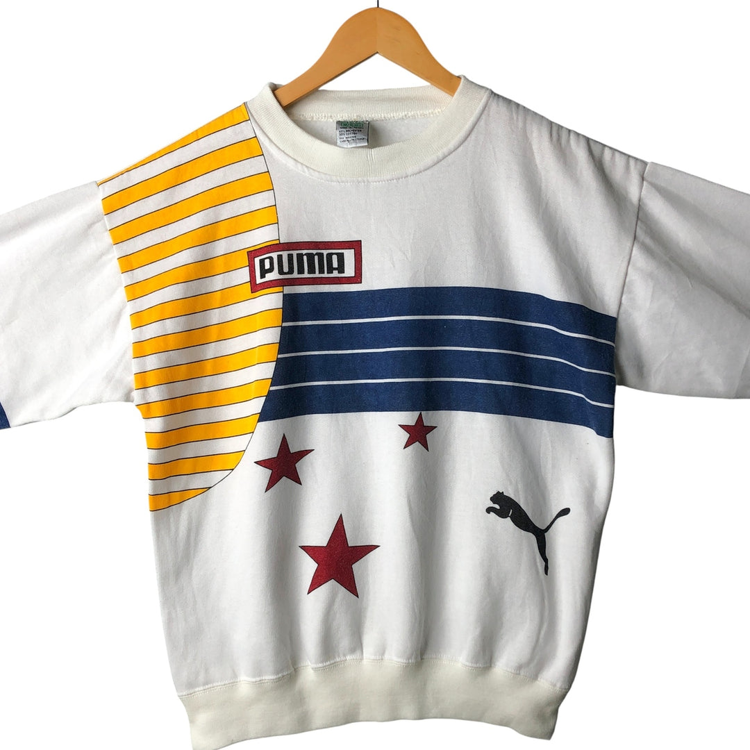 Vintage 90'S Puma logo sweatshirt, size M, men's polyester white type Vintage Second Hand