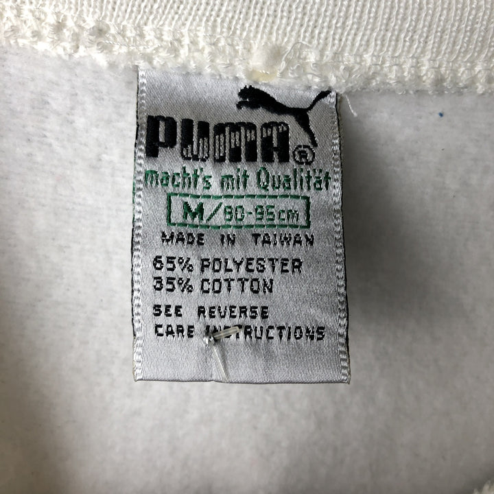 Vintage 90'S Puma logo sweatshirt, size M, men's polyester white type Vintage Second Hand