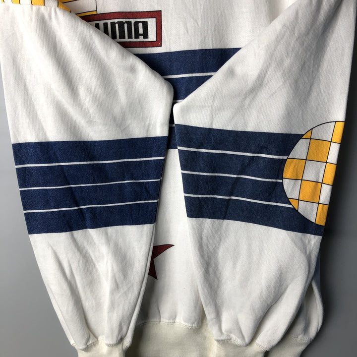 Vintage 90'S Puma logo sweatshirt, size M, men's polyester white type Vintage Second Hand