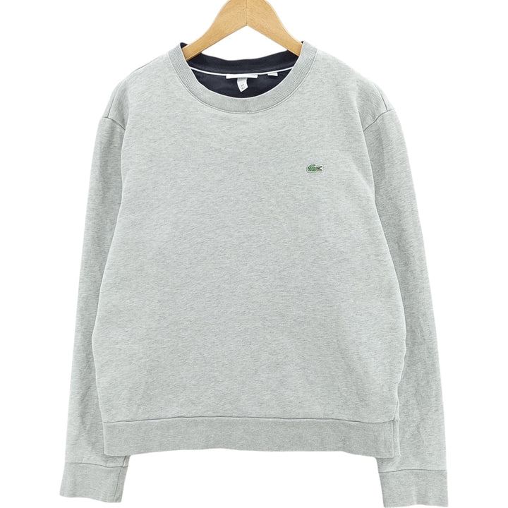 Vintage Lacoste one-point logo sweatshirt, size L, men's size L cotton gray type Vintage Second Hand