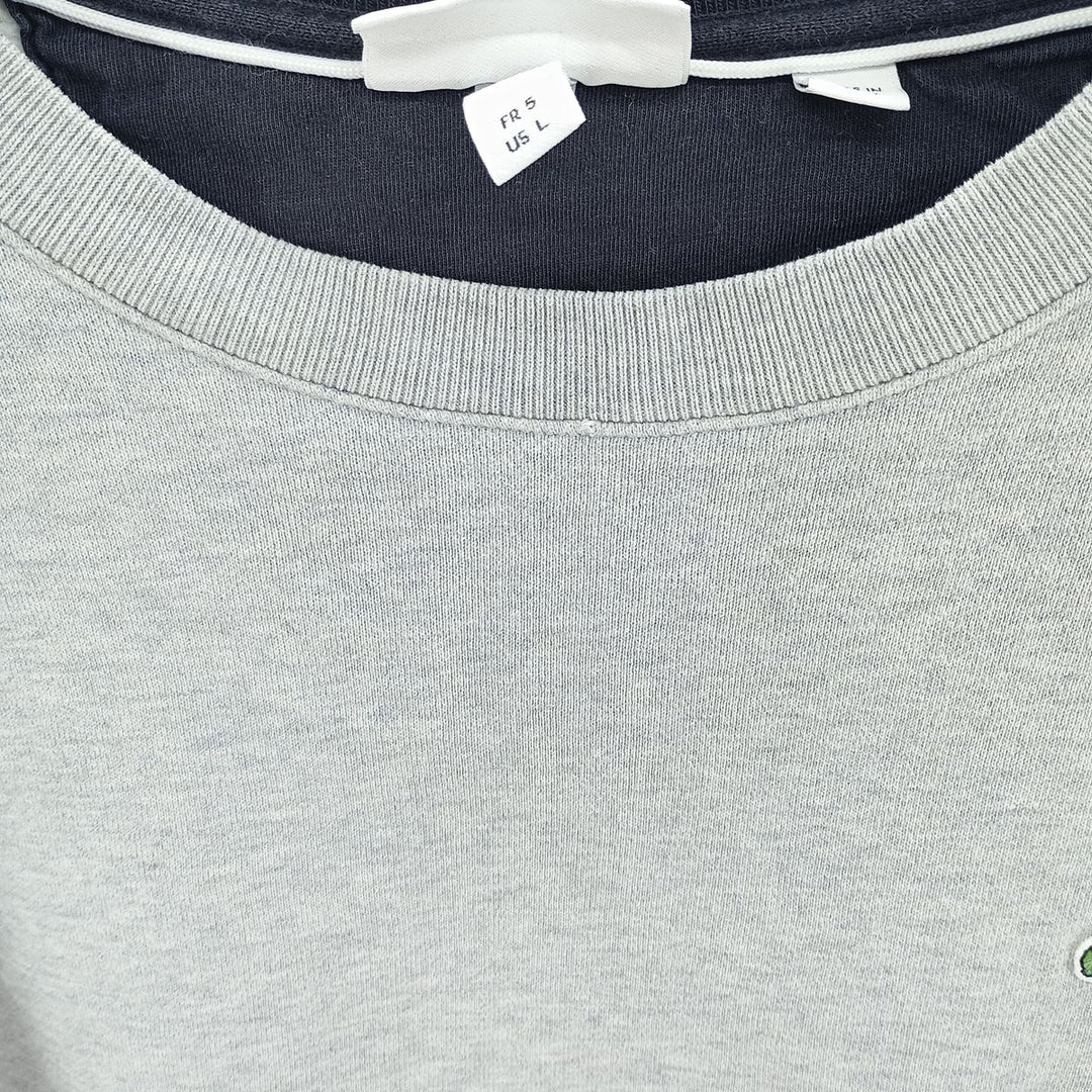 Vintage Lacoste one-point logo sweatshirt, size L, men's size L cotton gray type Vintage Second Hand