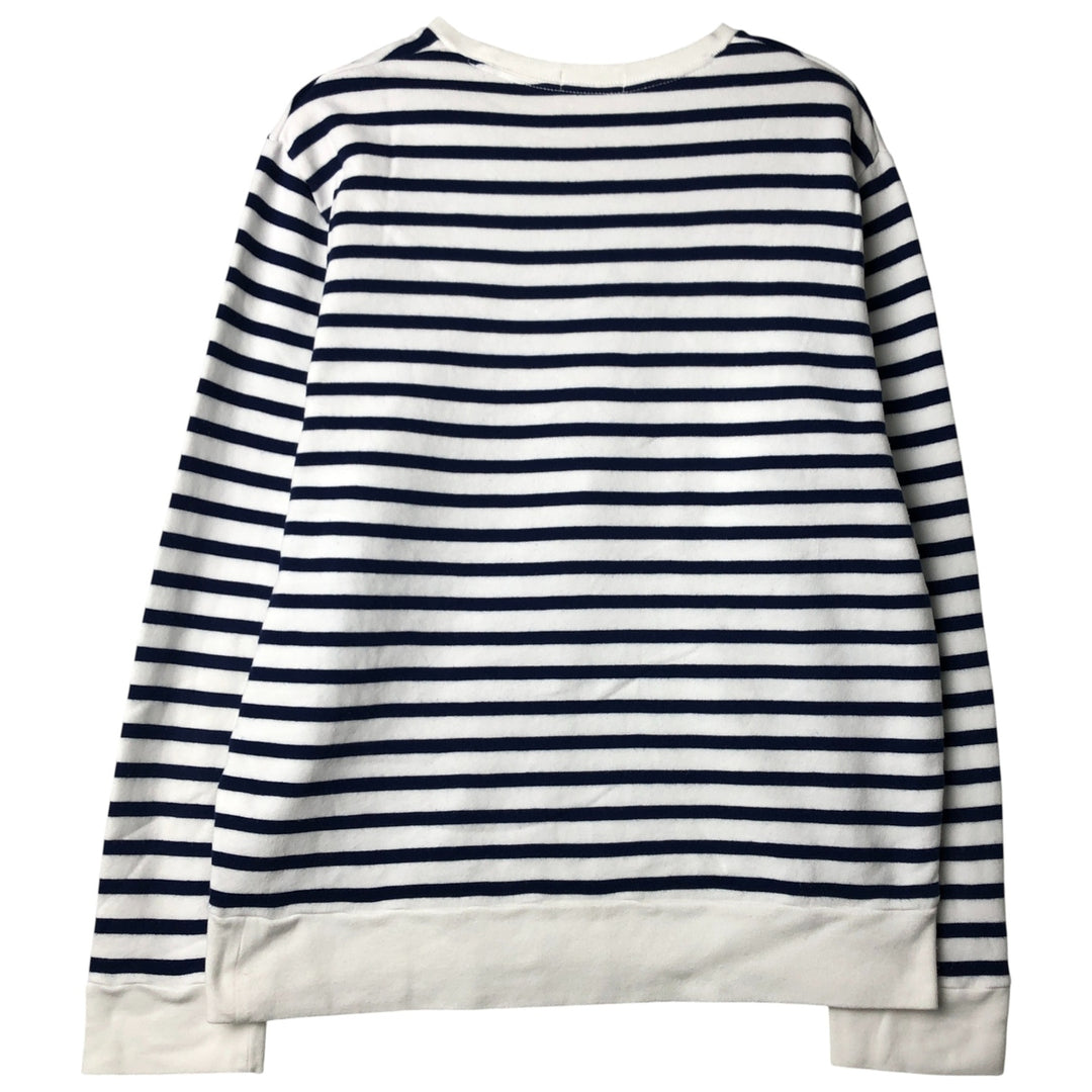 Ralph Lauren POLO RALPH LAUREN Striped Pattern Logo Sweatshirt, Men's Size L cotton Navy blue Vintage Second Hand
