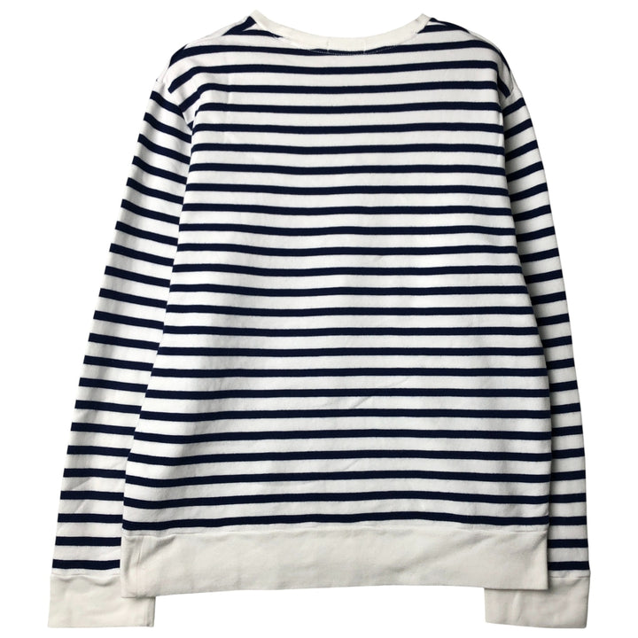 Ralph Lauren POLO RALPH LAUREN Striped Pattern Logo Sweatshirt, Men's Size L cotton Navy blue Vintage Second Hand