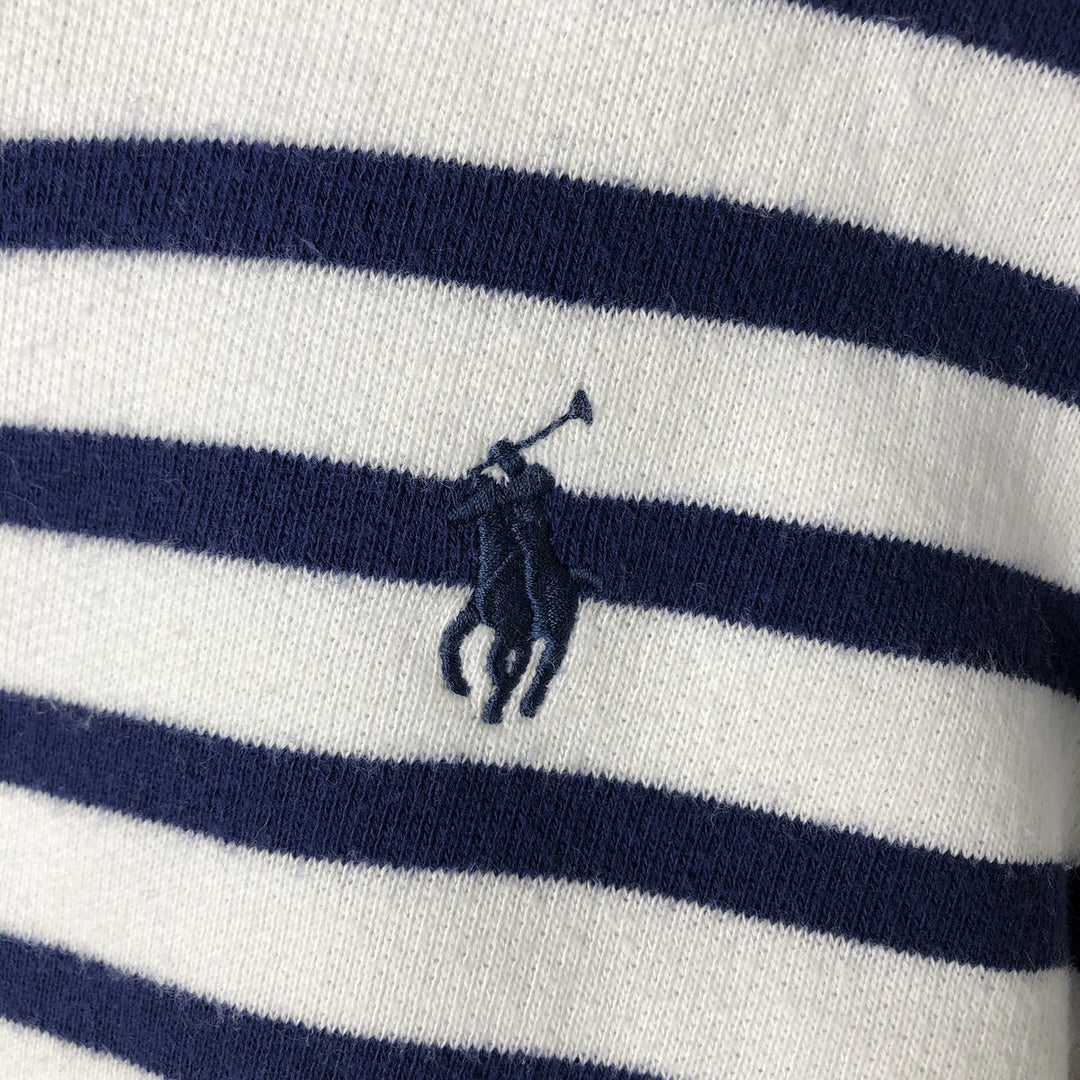 Ralph Lauren POLO RALPH LAUREN Striped Pattern Logo Sweatshirt, Men's Size L cotton Navy blue Vintage Second Hand