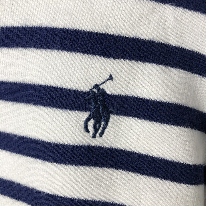 Ralph Lauren POLO RALPH LAUREN Striped Pattern Logo Sweatshirt, Men's Size L cotton Navy blue Vintage Second Hand