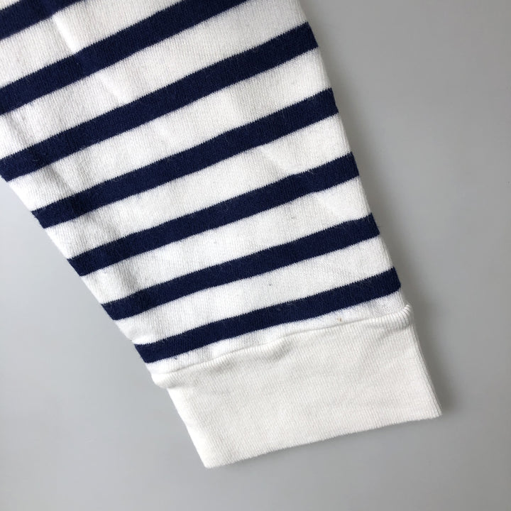 Ralph Lauren POLO RALPH LAUREN Striped Pattern Logo Sweatshirt, Men's Size L cotton Navy blue Vintage Second Hand