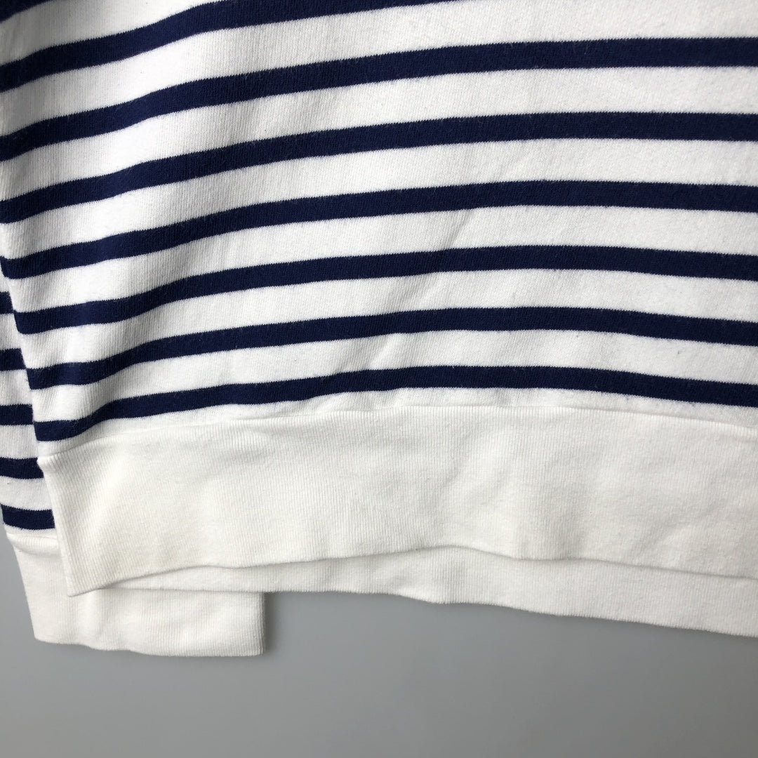 Ralph Lauren POLO RALPH LAUREN Striped Pattern Logo Sweatshirt, Men's Size L cotton Navy blue Vintage Second Hand
