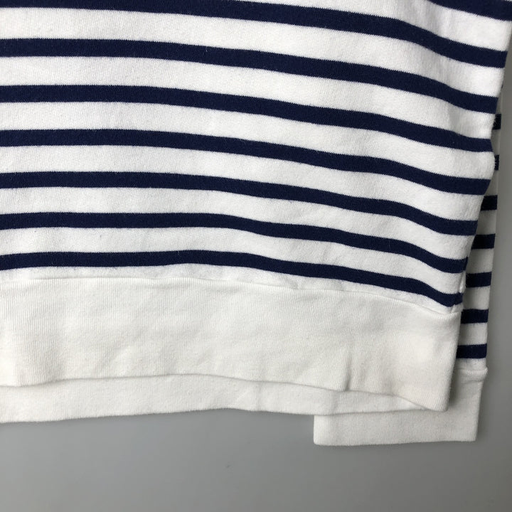 Ralph Lauren POLO RALPH LAUREN Striped Pattern Logo Sweatshirt, Men's Size L cotton Navy blue Vintage Second Hand