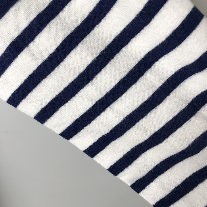 Ralph Lauren POLO RALPH LAUREN Striped Pattern Logo Sweatshirt, Men's Size L cotton Navy blue Vintage Second Hand
